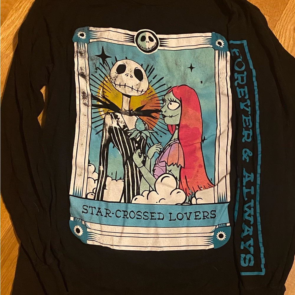 Black Long Sleeve Shirt with Nightmare Before Christmas Print